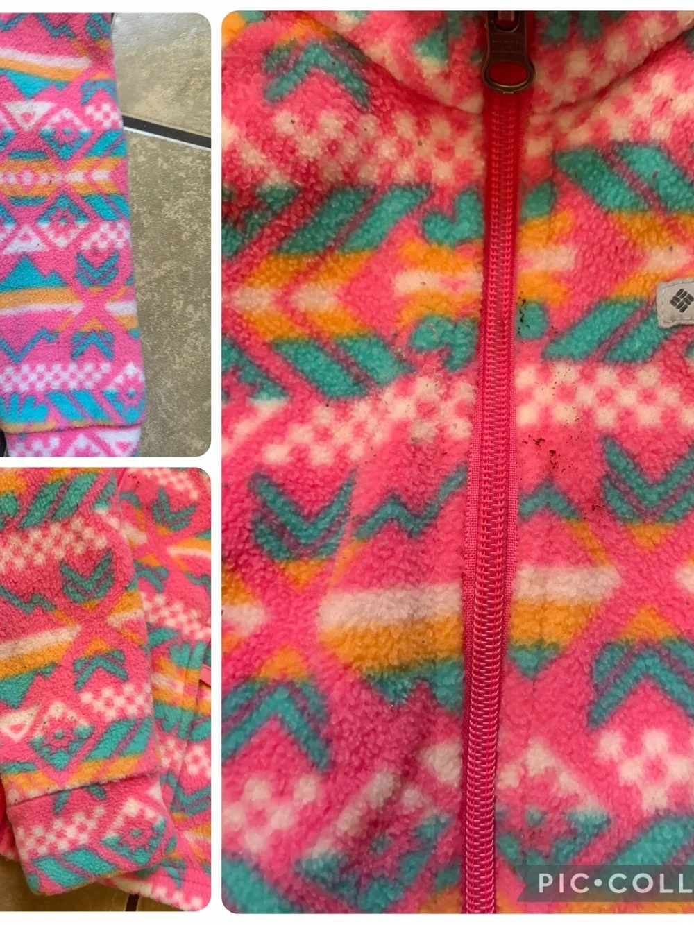 Columbia Aztec Fleece Zip Up Jacket Sz 2T bright Hike Travel Cozy